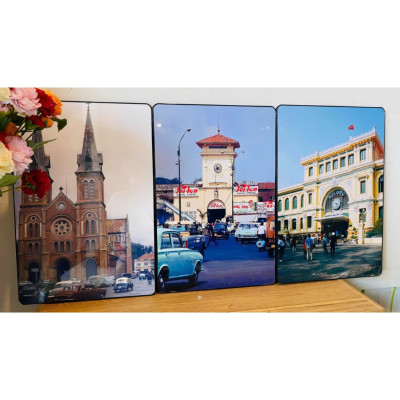  (ẢNH CHỤP THẬT)Tranh treo tường cảnh sài gòn trang trí quán ăn, nhà hàng, khách sạn kèm đinh treo 97