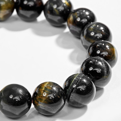 Vòng Tay Nam Đá Mắt Hổ Xanh Đen Phối Tỳ Hưu Bạc Mạ Vàng 24K Ngọc Quý Gemstones