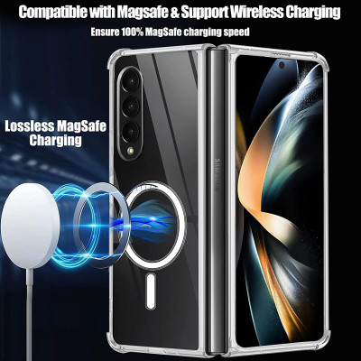 Ốp lưng chống sốc trong suốt hỗ trợ sạc Maqsafe cho Samsung Galaxy Z Fold 3 / Z Fold 4 hiệu Likgus Maqsafe Magetic Case siêu mỏng 1.5mm, độ trong tuyệt đối, chống trầy xước, chống ố vàng, tản nhiệt tốt - hàng nhập khẩu