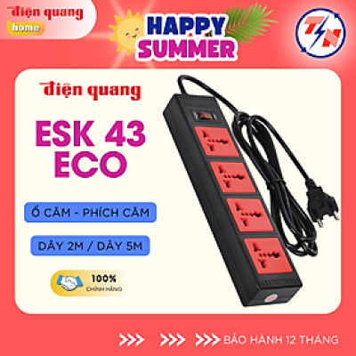 Ổ cắm Điện Quang ECO ĐQ ESK 43ECO (4 lỗ 3 chấu) - Hàng chính hãng