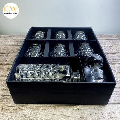 Bộ Bình Ly Rượu Mạnh Whisky Pha Lê Tiệp Khắc Crystalite Bohemia Diamond