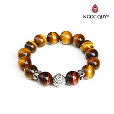 Vòng đá thạch anh mắt hổ phối charm rồng bạc mệnh thổ kim - Ngọc Quý Gemstones