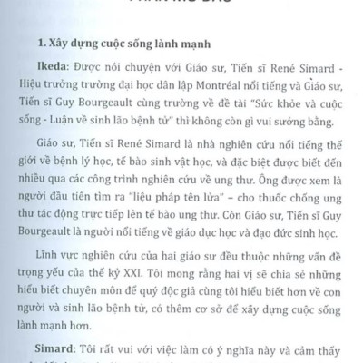 Đối Thoại Về Sức Khỏe Và Cuộc Sống, Đạo Đức Và Giáo Dục