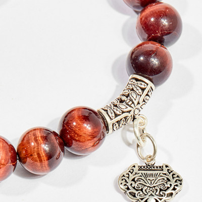 Vòng tay phong thủy đá mắt hổ nâu đỏ charm túi như ý 10mm mệnh hỏa , thổ - Ngọc Quý Gemstones