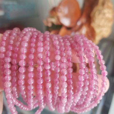 Vòng Tay Phong Thủy Đá Tourmaline hồng hồng xinh đẹp nhẹ nhàng quyến rũ Size vòng 4mm đeo kiểu quấn tay 3 vòng rất xinh xắn Chuẩn hợp nữ mệnh Hỏa và mệnh Thổ ạ