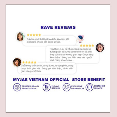 Cây Lau Nhà Đơn MyJae Sợi Microfiber Xoay 360 Độ Phù Hợp Cho Nhiều Loại Thùng Lau 134cm