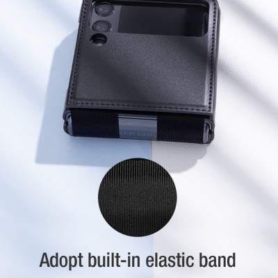 Case bao da chống sốc cho Samsung Galaxy Z Flip 3 trang bị chân chống giá đỡ điện thoại hiệu Nillkin Qin Vegan (bảo vệ máy cực tốt, chất liệu da thật cao cấp, thiết kế thời trang cá tính) - hàng nhập khẩu