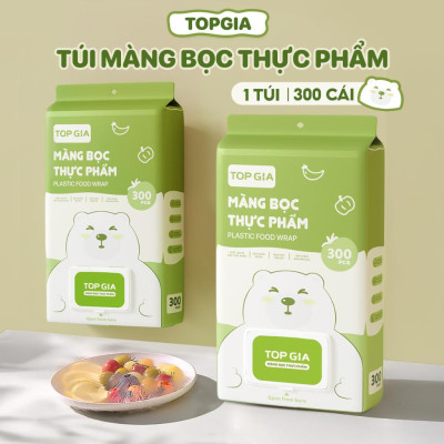 Túi bọc thực phẩm treo tường TOPGIA, chất liệu PE an toàn, chun siêu dai và đàn hồi cao.