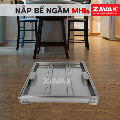 Nắp Bể Ngầm Trong Nhà 40x40cm Inox 304 ZAVAK MHIs-40 Nắp bể nước âm sàn, Nắp hố ga Inox 304