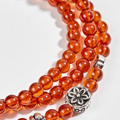 Vòng 3 Line Đá Garnet Cam Phối Charm Bạc (4mm) Ngọc Quý Gemstones