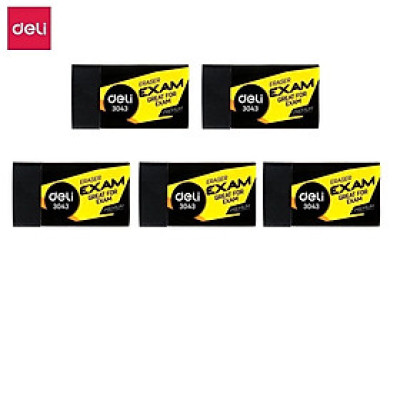 Set 5 gôm tẩy đen 2B Deli 3043 / 3042 - Tẩy đen sạch E3043 / E3042