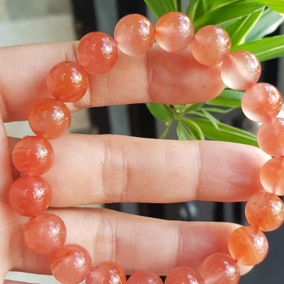 Vòng đeo tay nữ chuỗi mới đá mã não hồng cam bóng mượt đẹp size vòng hạt 10mm nam nữ mệnh hỏa mệnh thổ đeo ạ