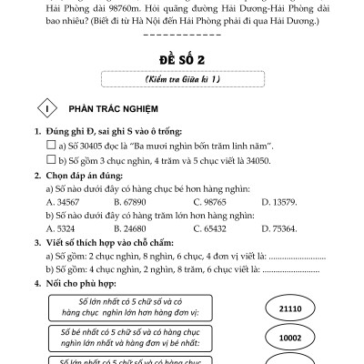 Sách - 100 Đề Kiểm Tra Toán Giúp Em Đạt Điểm 10 Môn Toán 4
