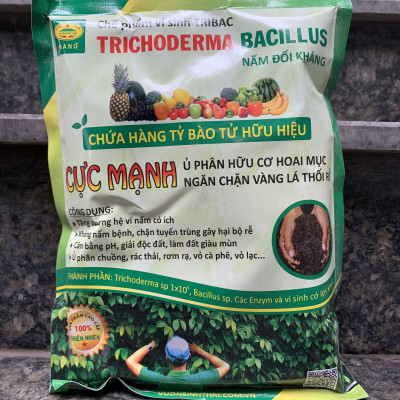 Combo 3 gói Chế phẩm vi sinh Trichoderma TRIBAC. Nấm Đối Kháng cực mạnh. Ngăn chặn tuyến trùng, nấm bệnh gây vàng lá thối rễ. Ủ phân chuồng hoai mục