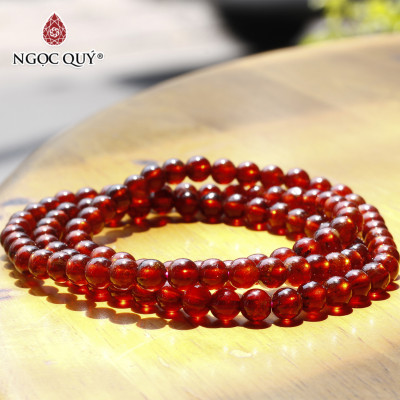 Vòng tay 3 line đá garnet ngọc hồng lựu AAA hạt 5mm mệnh hỏa, thổ - Ngọc Quý Gemstones