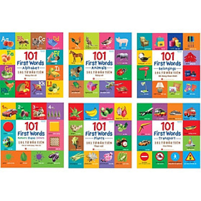 Combo 101 Từ Đầu Tiên - Trọn Bộ 6 Cuốn: Thực Vật+ Đồ Dùng Thân Thiết+Động Vật+ Bảng Chữ Cái+ Chữ Số - Hình Dạng - Màu Sắc+  Giao Thông