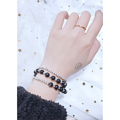 Vòng 3 line đá thạch anh tóc đen phối tỳ hưu mệnh thủy, mộc - Ngọc Quý Gemstones