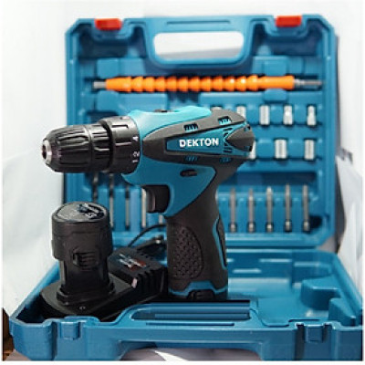 Bộ máy khoan pin DEKTON 12V khoan sắt, khoan gỗ máy 2 pin, đảo chiều và mũi khoan