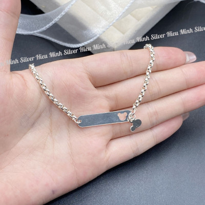Lắc tay Cho Bé Bạc Ta Nguyên Chất S99 Chuột Mickey Chính Hãng Bạc Hiểu Minh LTE567 