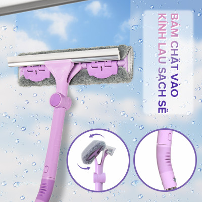 Cây Lau Kính, Gạt Chùi Kính Đa Năng 2 Đầu Trong 1 MyJae Cán Dài Uốn Xoay Thông Minh Chống Trơn Trượt