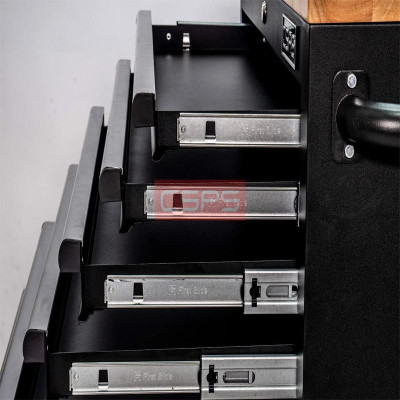 Tủ dụng cụ 7 ngăn kéo , mặt ván gỗ màu đen mờ 76cm kèm vách lưới 