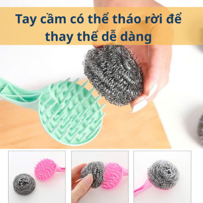 Set 8 Món Rửa Bát, Bùi Nhùi, Mút Rửa Chén, Đĩa Tạo Bọt, Cước Chà Xoong Nồi Có Tay Cầm Chà Bồn Rửa