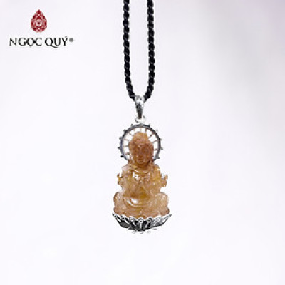 Mặt dây chuyền phật bà thạch anh tóc đỏ cam bọc bạc mệnh hỏa, thổ - Ngọc Quý Gemstones