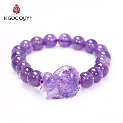 Vòng thạch anh tím phối hồ ly 8mm mệnh hỏa. thổ - Ngọc Quý Gemstones