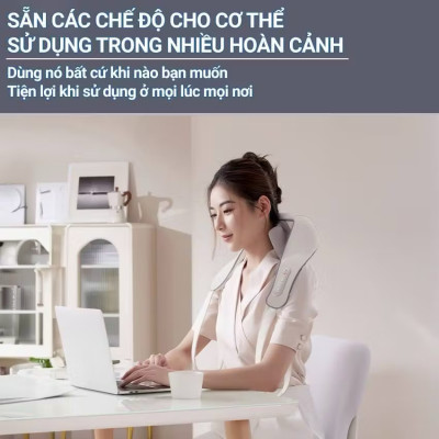 ￼Máy Massage cổ vai gáy Eazylife, nén nóng hồng ngoại 6D, Đai Mát Xa Đa Năng
