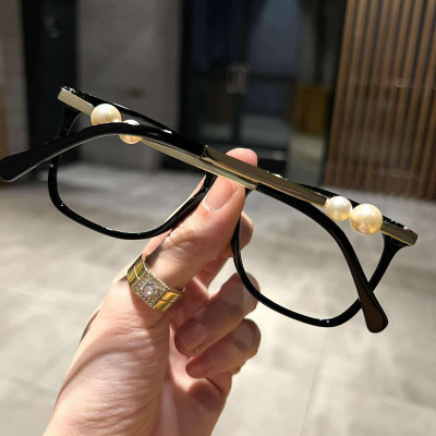 Kính mắt thời trang dáng chữ nhật nhỏ gọng đính ngọc cao cấp cho nữ