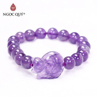 Vòng thạch anh tím phối hồ ly 8mm mệnh hỏa. thổ - Ngọc Quý Gemstones