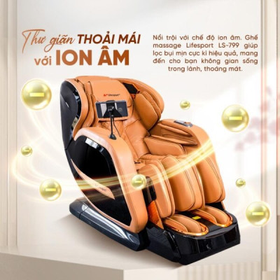 Ghế Massage Toàn Thân Giá Rẻ Lifesport LS-799, Điều Khiển Bằng Giọng Nói, Ion Âm Hiện Đại