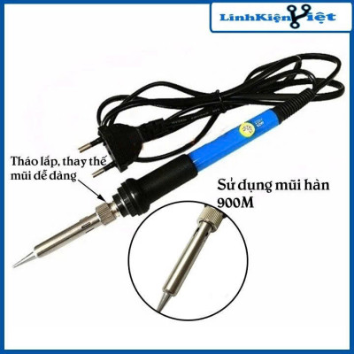 Bộ Mỏ Hàn Thiếc 60W Có Điều Chỉnh Nhiệt – Kèm 5 Mũi Hàn + Đế Gác Tiện Lợi