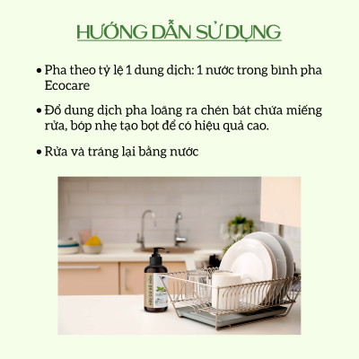 Nước rửa chén hữu cơ Bồ hòn hương Cam 4000ml thương hiệu Ecocare