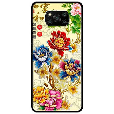 Ốp lưng dành cho Xiaomi Poco X3 mẫu Mẫu Đơn Vàng Xanh