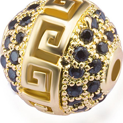 Combo 5 cái Charm hợp kim tròn đính đá có hoa  văn xỏ ngang - Ngọc Quý Gemstones