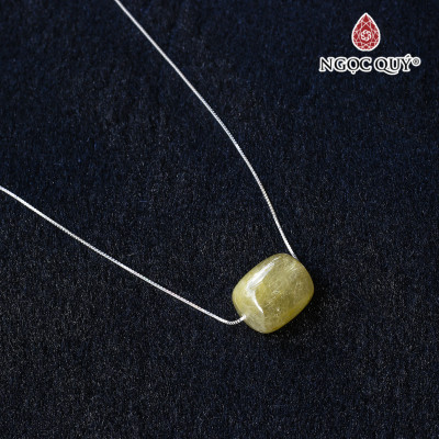 Dây chuyền bạc lu thống thạch anh tóc vàng 9x11mm mệnh thủy, kim - Ngọc Quý Gemstones