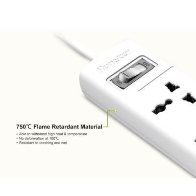 Ổ cắm điện đa năng thông minh tự ngắt Huntkey SZM401 - 2500W chính hãng, 4 lỗ 3 chân dài 1.5m- hàng chính hãng