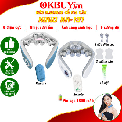 Máy massage cổ xung điện 8D Nikio NK-131 - Rung nóng kết hợp ánh sáng sinh học