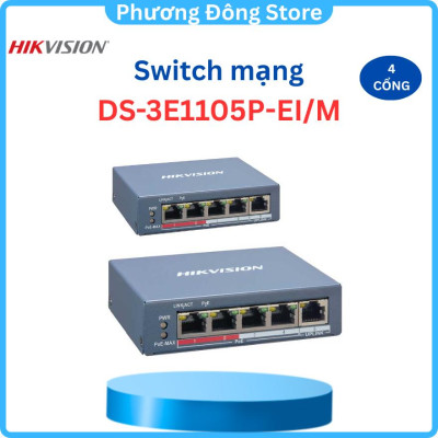 Bộ chia HIKVISION Smart Switch PoE 4 cổng DS-3E1105P-EI/DS-3E1105P-EI/M - Hàng chính hãng