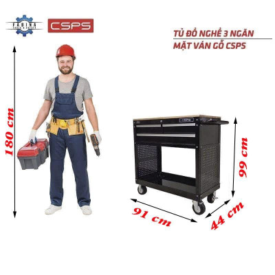 Tủ dụng cụ CSPS 91cm - 03 hộc kéo màu đen mờ