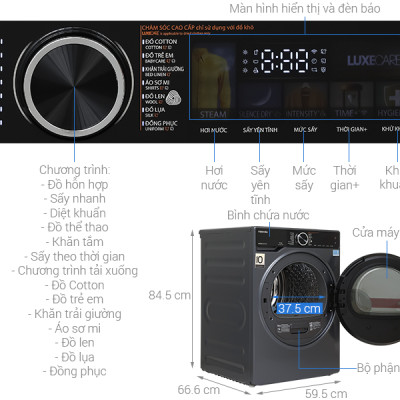 Máy sấy bơm nhiệt Toshiba 10 kg TD-T25BS110HWV(MG) - HÀNG CHÍNH HÃNG - CHỈ GIAO HCM