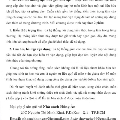 Sách tham khảo_BỒI DƯỠNG HỌC SINH GIỎI SINH HỌC 7 (BIÊN SOẠN THEO CHƯƠNG TRÌNH GDPT MỚI)_HA