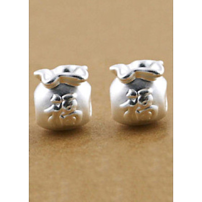 Combo 2 cái charm bạc túi may mắn xỏ ngang - Ngọc Quý Gemstones