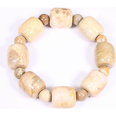 Vòng tay lu thống đá san hô hóa thạch 18x17mm mệnh thủy, kim - Ngọc Quý Gemstones