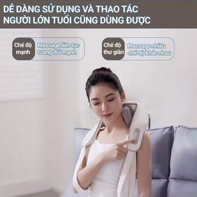 ￼Máy Massage cổ vai gáy Eazylife, nén nóng hồng ngoại 6D, Đai Mát Xa Đa Năng