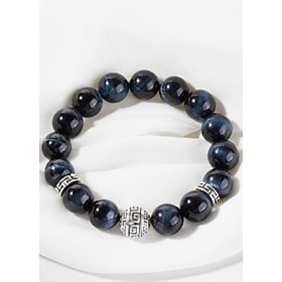 Vòng tay đá mặt trời đen phối charm bạc tròn hoa văn Ngọc Quý Gemstone