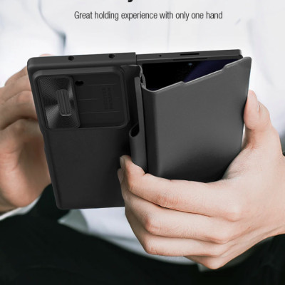 bao da chống sốc cho Samsung Galaxy Z Fold 6 trang bị nắp bảo vệ Camera và ngăn đựng S-Pen hiệu Nillkin Qin Pro (chất liệu da cao cấp, thiết kế thời trang cá tính) - Hàng nhập khẩu