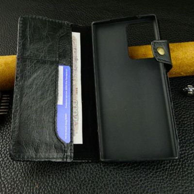 Bao da cho điện thoại Note20 Ultra, Note20 dạng ví da bò thật