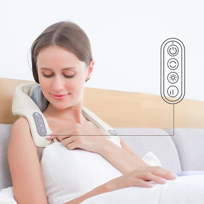￼Máy massage cổ vai gáy với 6 đầu mát xa nâng cấp chất liệu silicon, kết hợp chườm nóng giảm đau nhức Thiên phúc tâm
